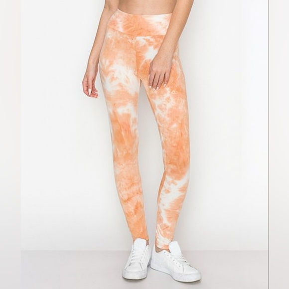 Heart & Hips Pants - Heart & Hips Baked Peach Tie-Dye Leggings